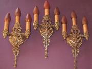 Pair 1920s Bronze Thistle Sconces