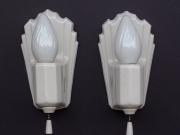 Vintage Classic Deco White Porcelain Wall Fixtures Pair